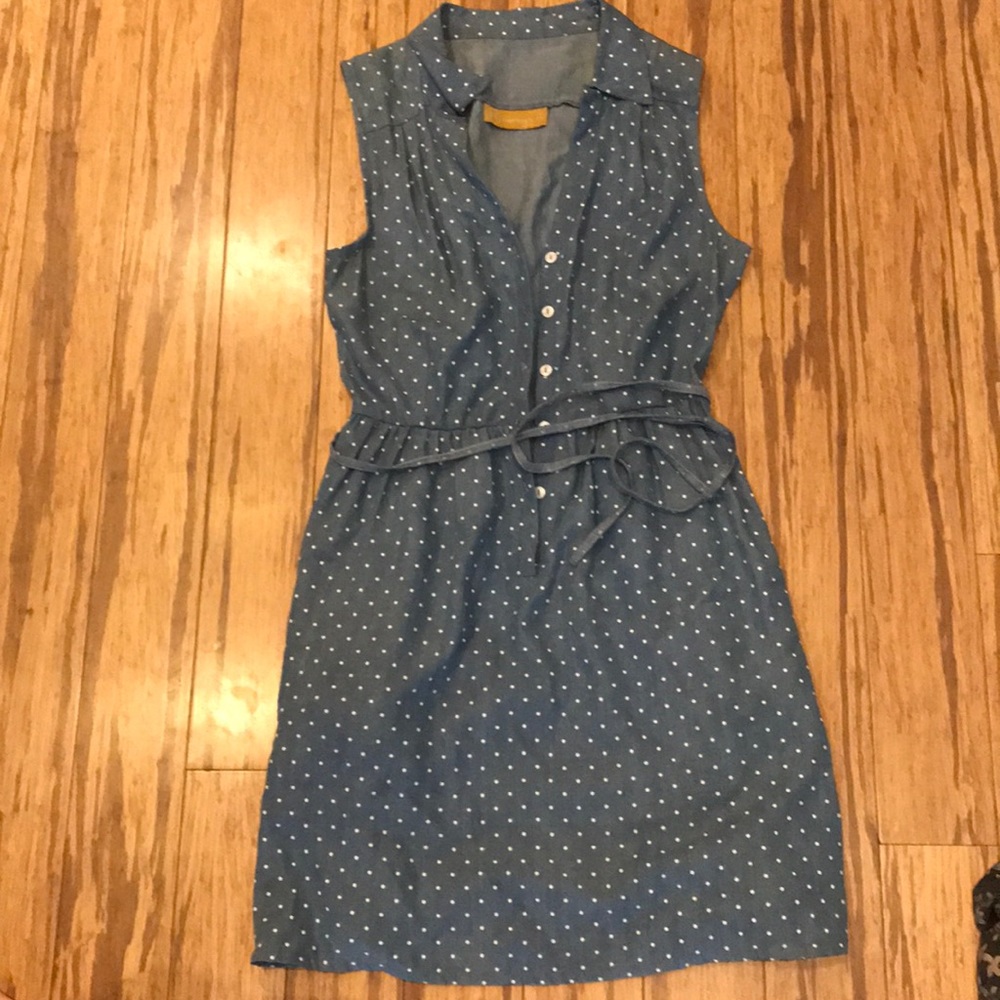 Meemoza polka dot denim dress